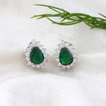 Load image into Gallery viewer, Fern Pear Studs (Rhodium Plated)