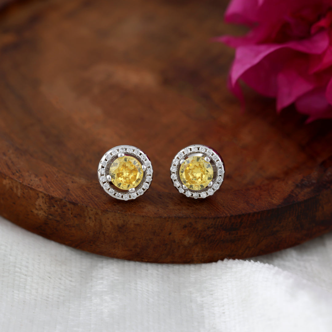 Lumen Round Studs (Rhodium Plated)