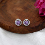 Load image into Gallery viewer, Iris Round Studs (Rhodium Plated)