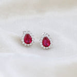 Load image into Gallery viewer, Ember Pear Studs (Rhodium Plated)