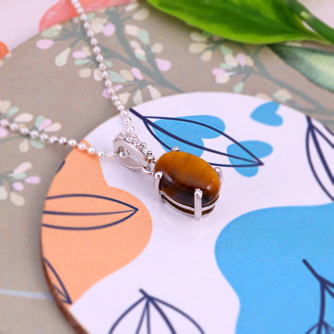 Natural Tiger Eye Cabochon Pendant