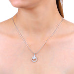 Load image into Gallery viewer, Floret Pendant with Zircon (Rhodium Plated)