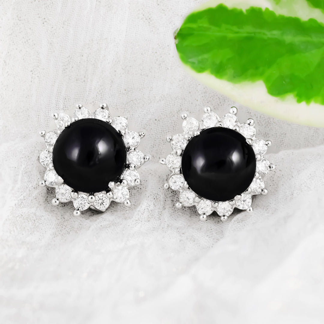 Natural Black Star Cabochon Studs