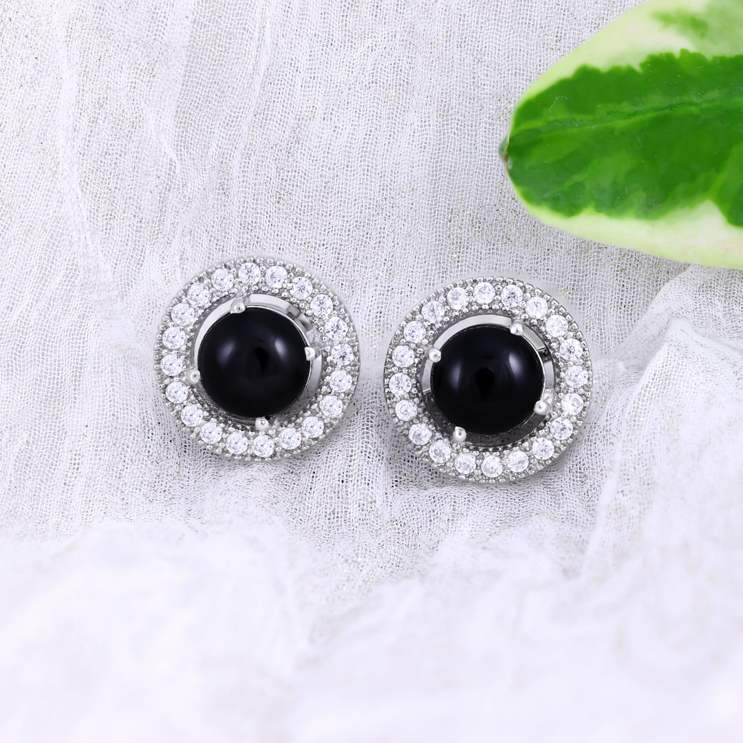 Natural Black Onyx Studs