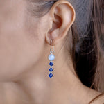 Load image into Gallery viewer, Natural Rainbow Moonstone Cab & Tanzanite Cut Earrings