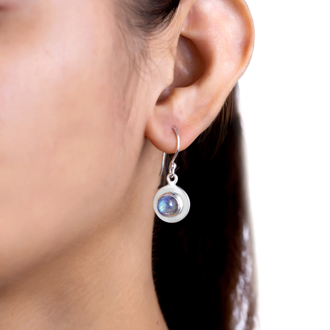 Natural Labradorite Blue Fire Cab Earrings