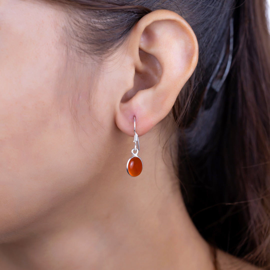 Natural Carnelian Cabochon Earrings