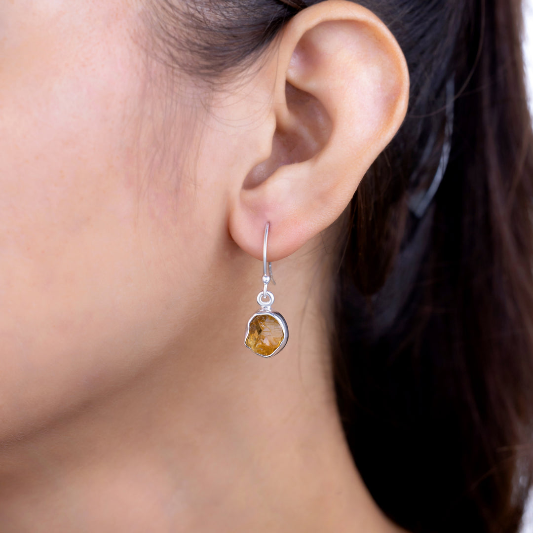 Natural Citrine Rough Earrings