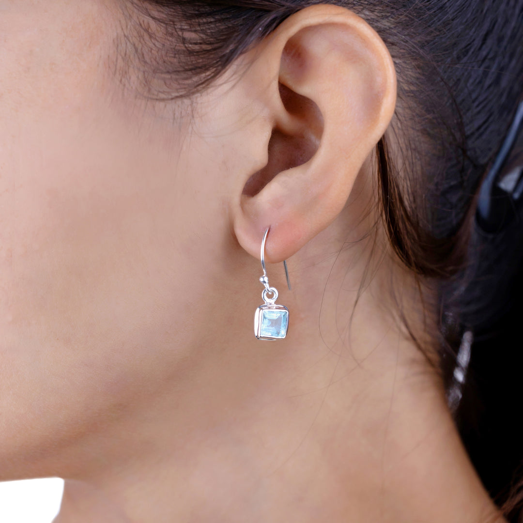 Natural Aquamarine Faceted Earrings