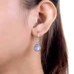 Load image into Gallery viewer, Natural Moonstone Rainbow Cab Earrings