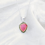 Load image into Gallery viewer, Natural Tourmaline Watermelon Slice Pendant