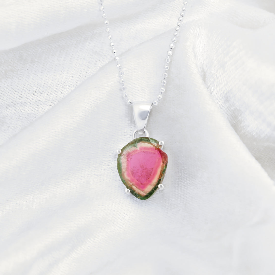 Natural Tourmaline Watermelon Slice Pendant