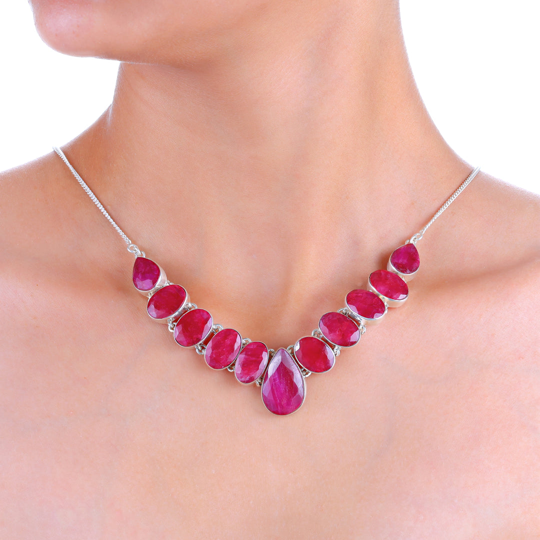 Natural Ruby Faceted Necklace