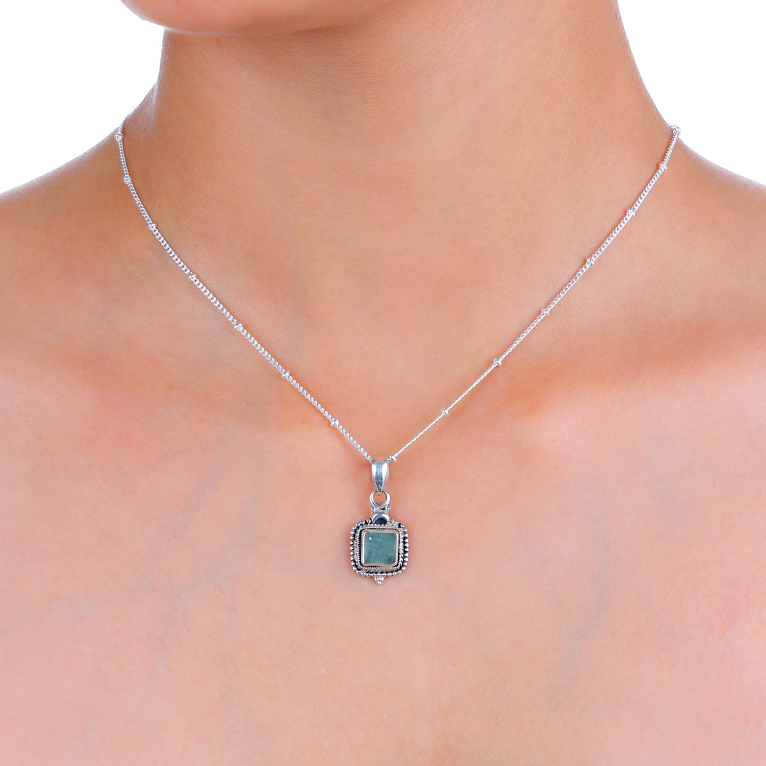 Natural Aquamarine Cab Pendant
