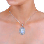 Load image into Gallery viewer, Natural Moonstone Rainbow Cabochon Pendant