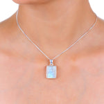 Load image into Gallery viewer, Natural Moonstone Rainbow Cushion Cabochon Pendant
