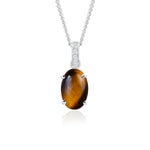 Load image into Gallery viewer, Natural Tiger Eye Cabochon Pendant