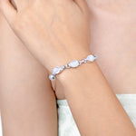 Load image into Gallery viewer, Natural Rainbow Moonstone Cabochon Bracelet