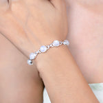Load image into Gallery viewer, Natural Rainbow Moonstone Cabochon Bracelet