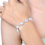 Load image into Gallery viewer, Natural Rainbow Moonstone Cabochon Bracelet