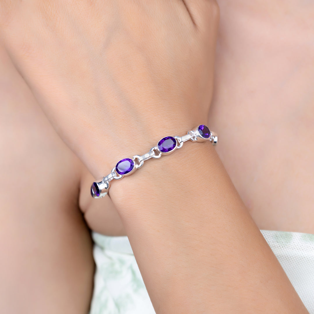 Natural Amethyst Faceted Bracelet