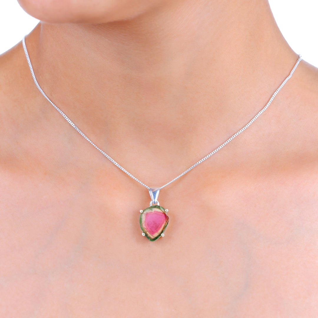 Natural Tourmaline Watermelon Slice Pendant