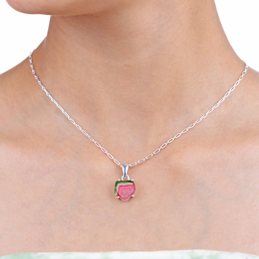 Natural Tourmaline Watermelon Slice Pendant
