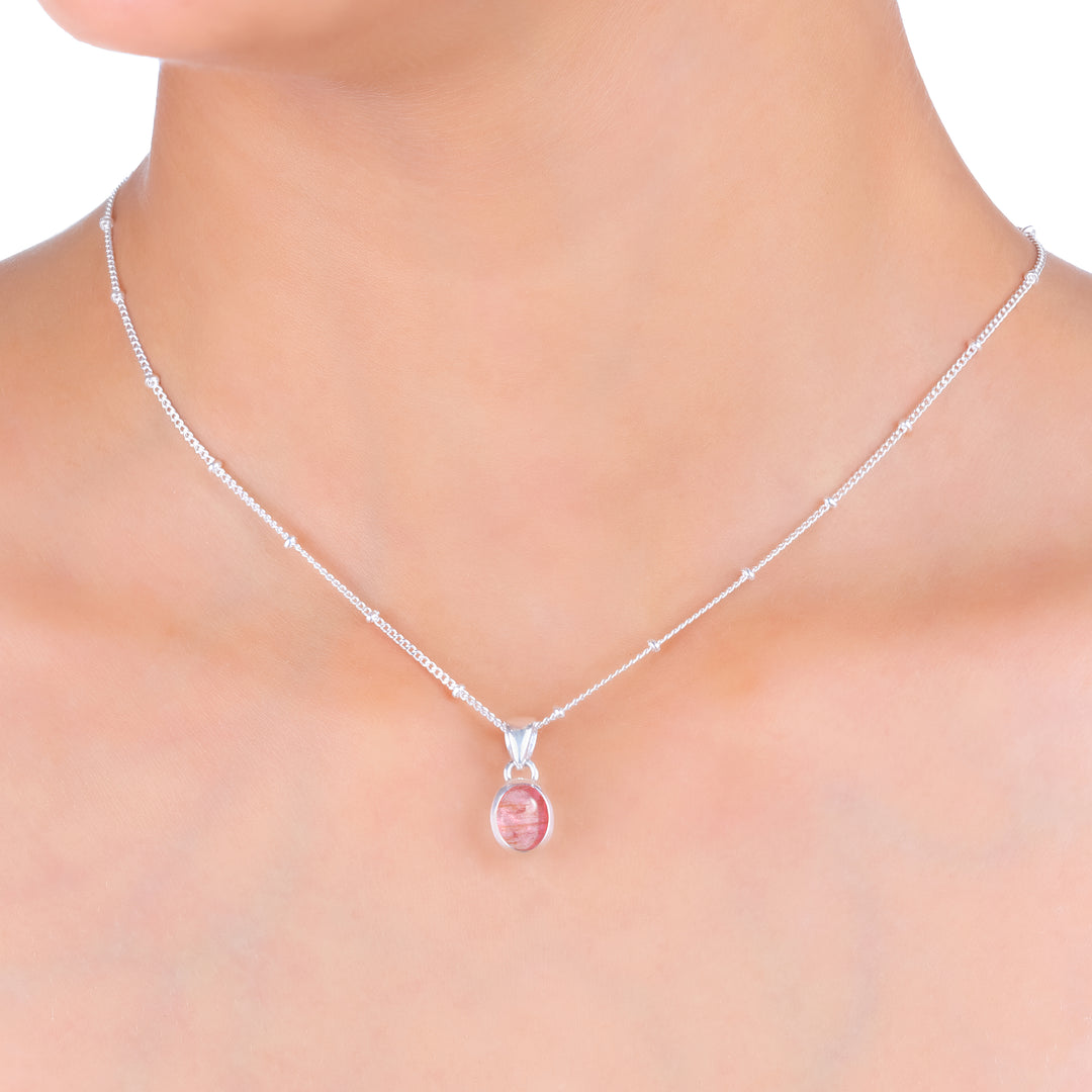 Natural Tourmaline Red Cabochon Pendant