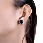 Load image into Gallery viewer, Natural Black Star Cabochon Studs