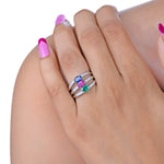 Load image into Gallery viewer, Natural Ruby, Sapphire, Emerald Cut Ring