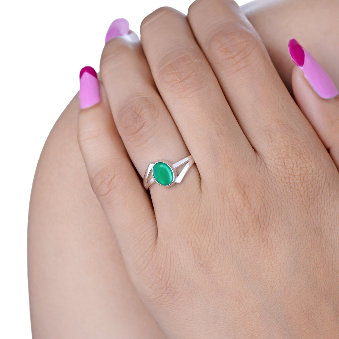 Natural Onyx Green Cab Ring