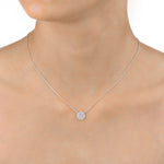 Load image into Gallery viewer, Circle Zircon Necklace (Rhodium Plated)