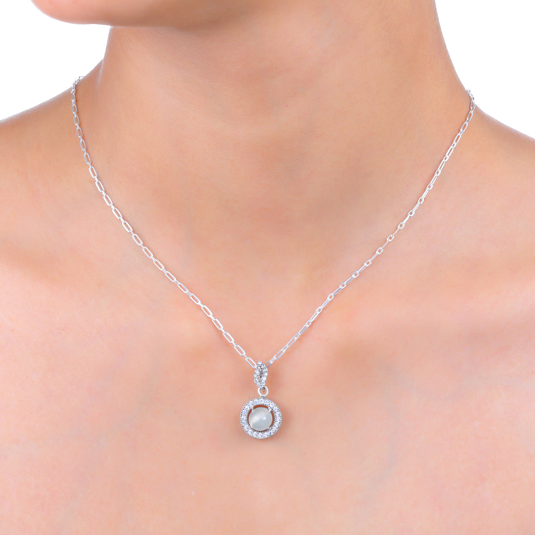 Natural Moonstone Blue Fire Cabochon Pendant
