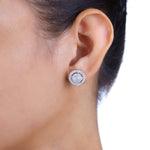 Load image into Gallery viewer, Natural Moonstone Blue Fire Cabochon Studs