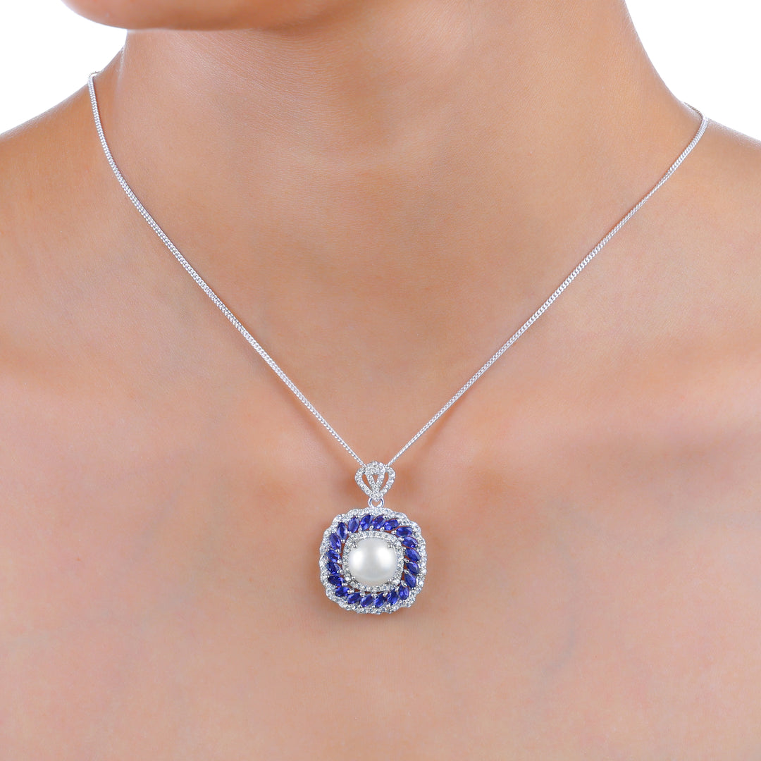 Natural Pearl & Iolite Pendant