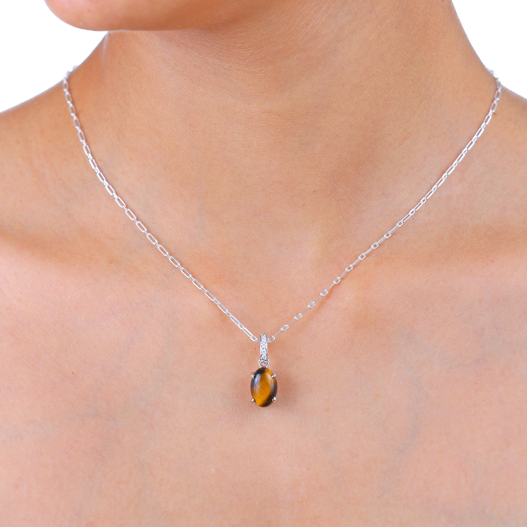 Natural Tiger Eye Cabochon Pendant