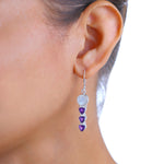 Load image into Gallery viewer, Natural Moonstone Rainbow Cabochon & Amethyst Cut Earrings