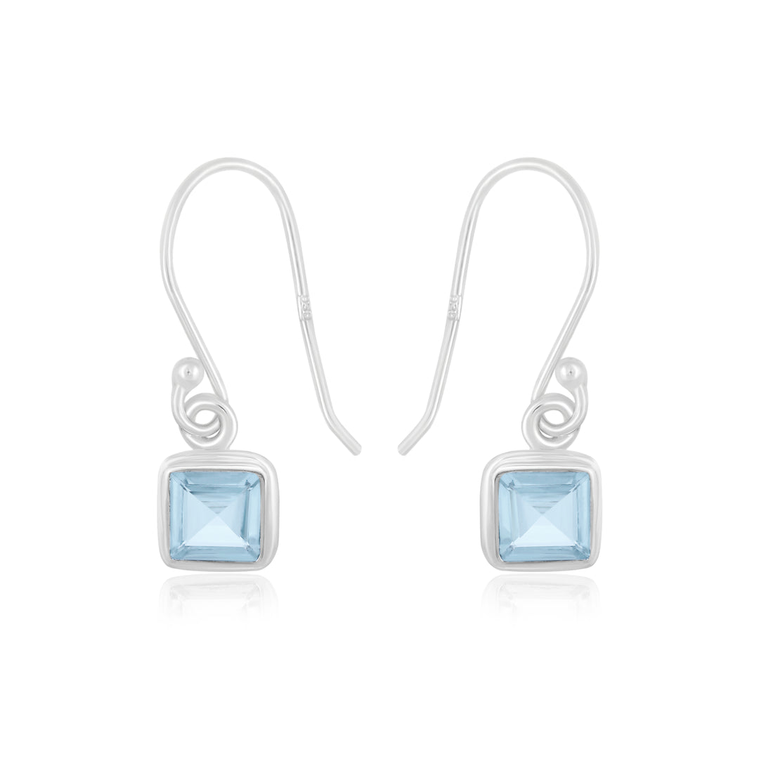 Natural Aquamarine Faceted Earrings