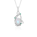 Load image into Gallery viewer, Natural Rainbow Moonstone Rainbow Cab & Emerald Cut Pendant