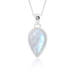 Load image into Gallery viewer, Natural Rainbow Moonstone Rainbow Pear Cabochon Pendant
