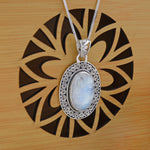 Load image into Gallery viewer, Natural Moonstone Rainbow Cabochon Pendant