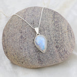 Load image into Gallery viewer, Natural Rainbow Moonstone Rainbow Pear Cabochon Pendant