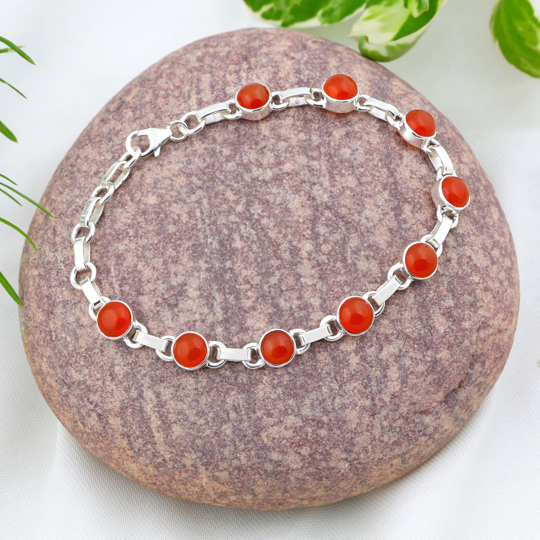 Natural Carnelian Cabochon Bracelet