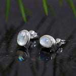 Load image into Gallery viewer, Natural Moonstone Rainbow Studs