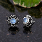 Load image into Gallery viewer, Natural Moonstone Rainbow Studs