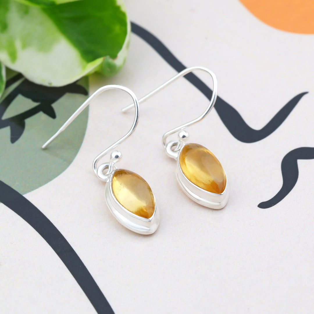 Natural Citrine Cabochon Earrings
