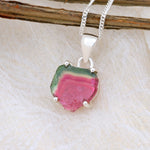 Load image into Gallery viewer, Natural Tourmaline Watermelon Slice Pendant
