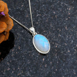 Load image into Gallery viewer, Natural Moonstone Rainbow Cabochon Pendant