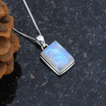 Load image into Gallery viewer, Natural Moonstone Rainbow Cushion Cabochon Pendant