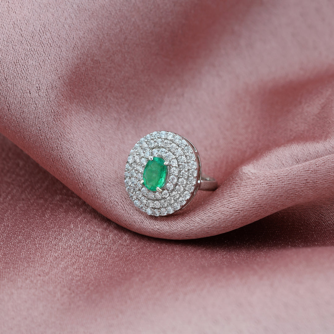 Natural Emerald Faceted Ring